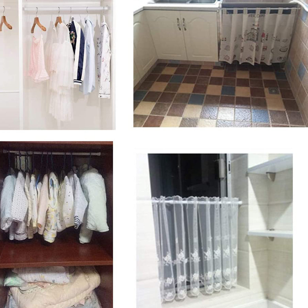 4X S White Tension Rod Adjustable Cupboard Bars Curtain Rod Closet Rod Wardrobe Rod