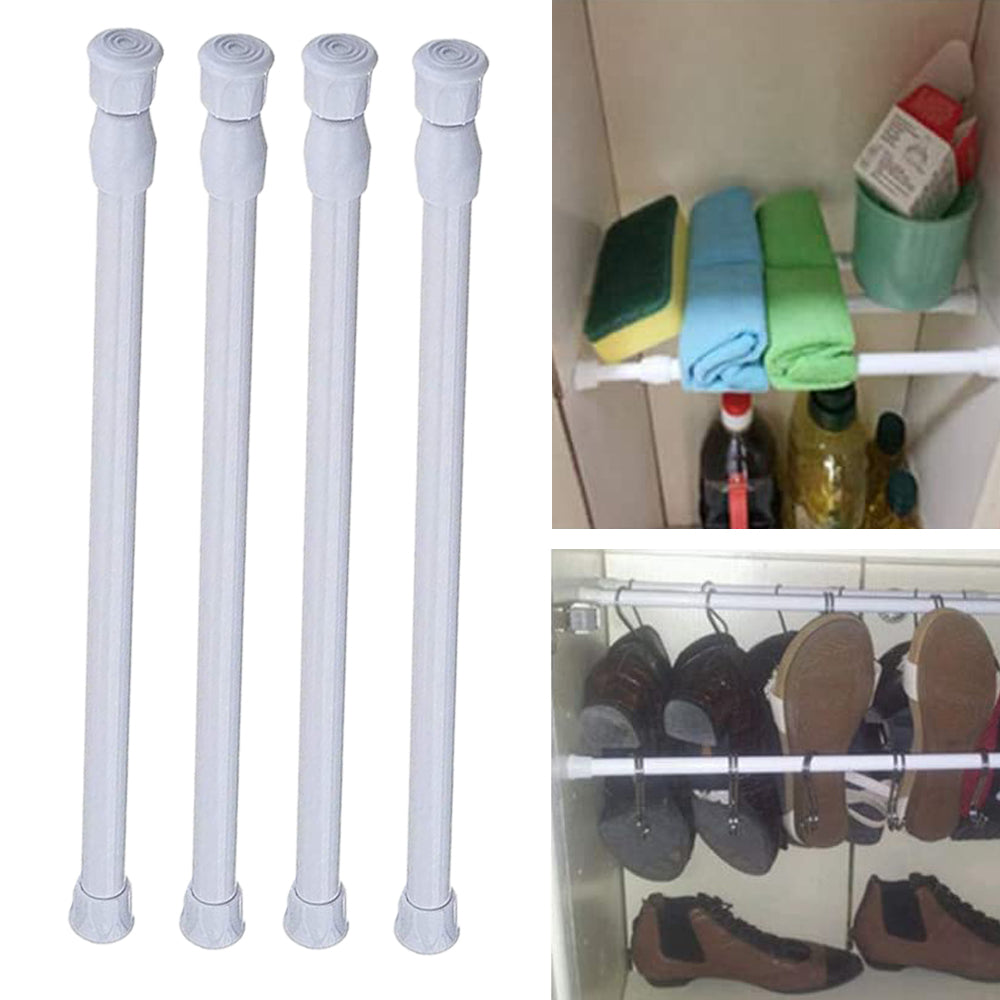 4X L White Tension Rod Adjustable Cupboard Bars Curtain Rod Closet Rod Wardrobe Rod