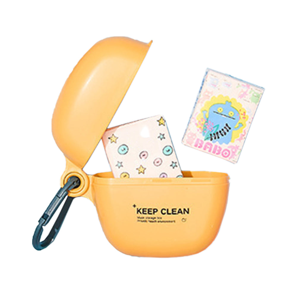 2X White Yellow Face Mask Case with Carabiner Mask Organizer Storage Mask Box