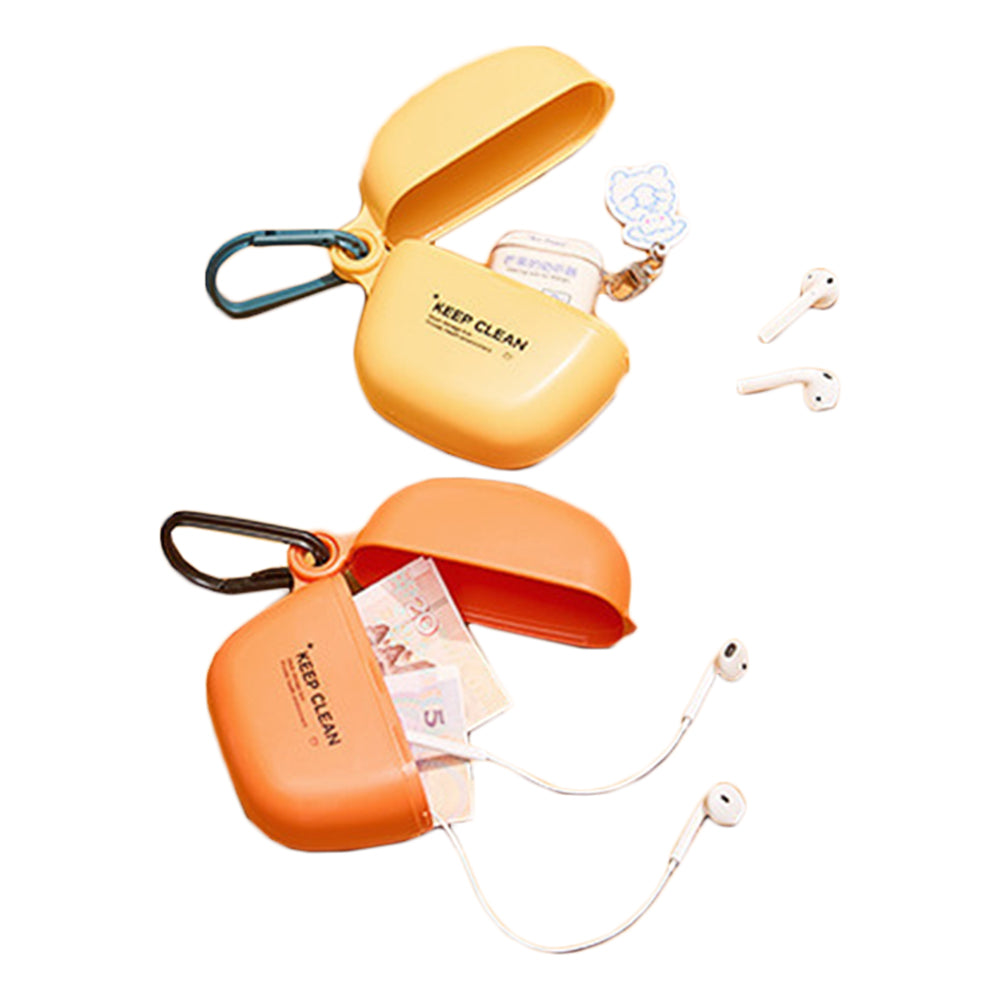 2X Orange Yellow Face Mask Case with Carabiner Mask Organizer Storage Mask Box