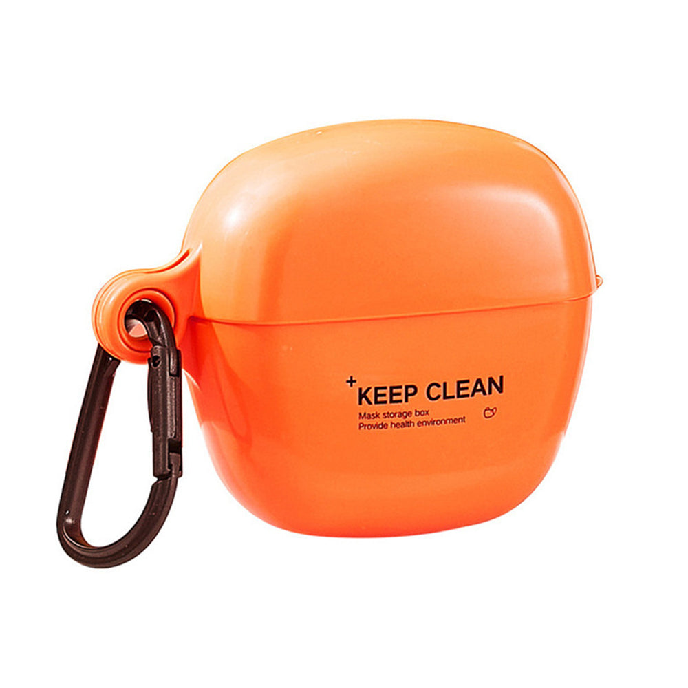 2X Orange Yellow Face Mask Case with Carabiner Mask Organizer Storage Mask Box