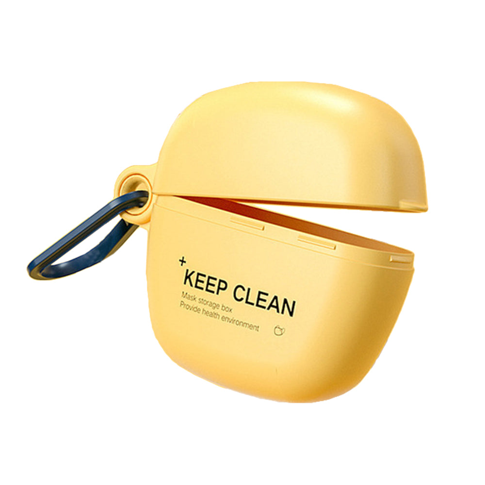 2X Orange Yellow Face Mask Case with Carabiner Mask Organizer Storage Mask Box