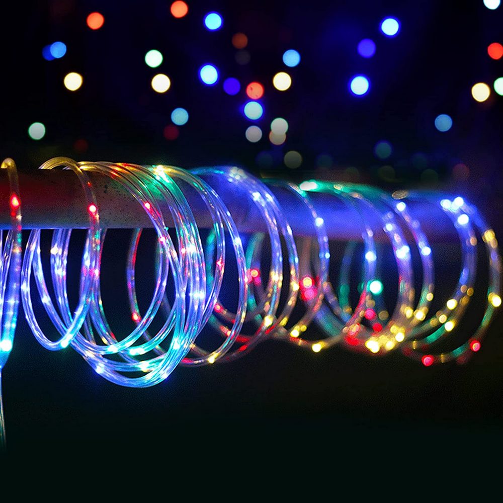 Multicolour 7 Meters 50LEDs Christmas Solar Power LED Solar Powered Rope Tube String Light