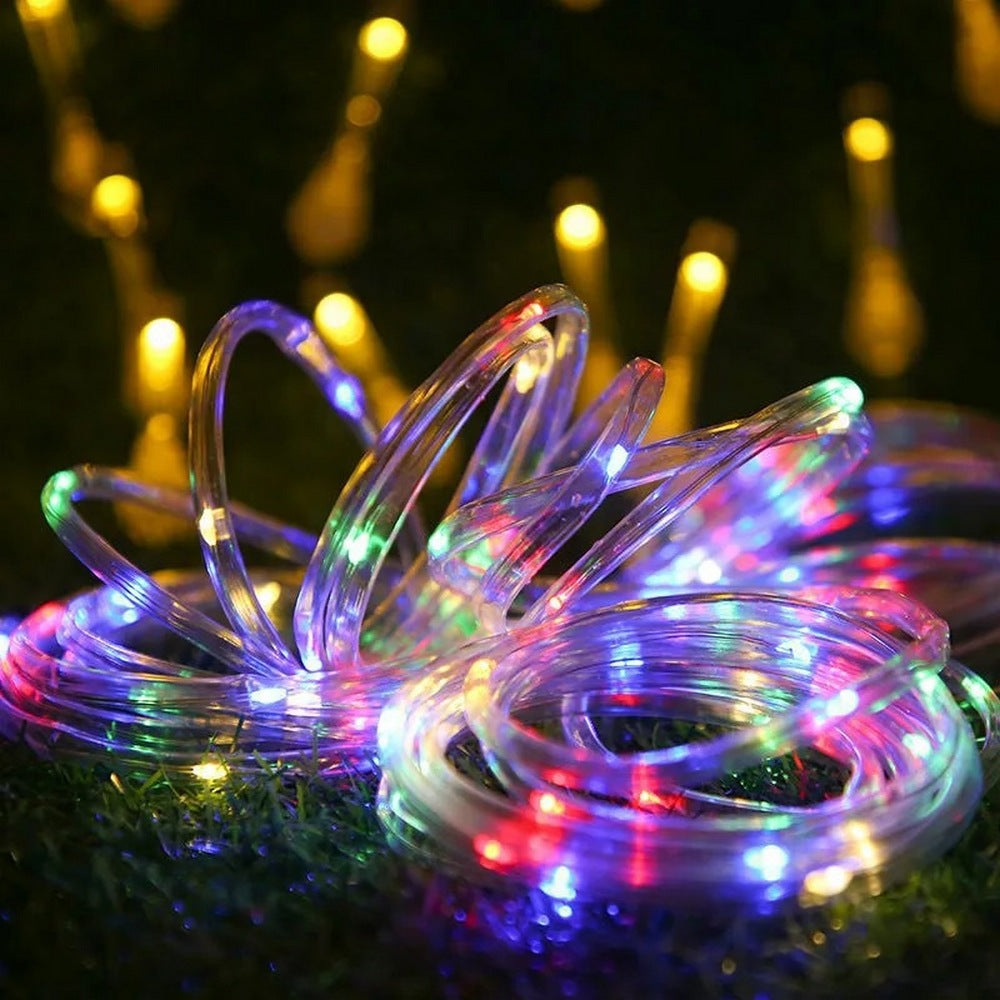 Multicolour 7 Meters 50LEDs Christmas Solar Power LED Solar Powered Rope Tube String Light