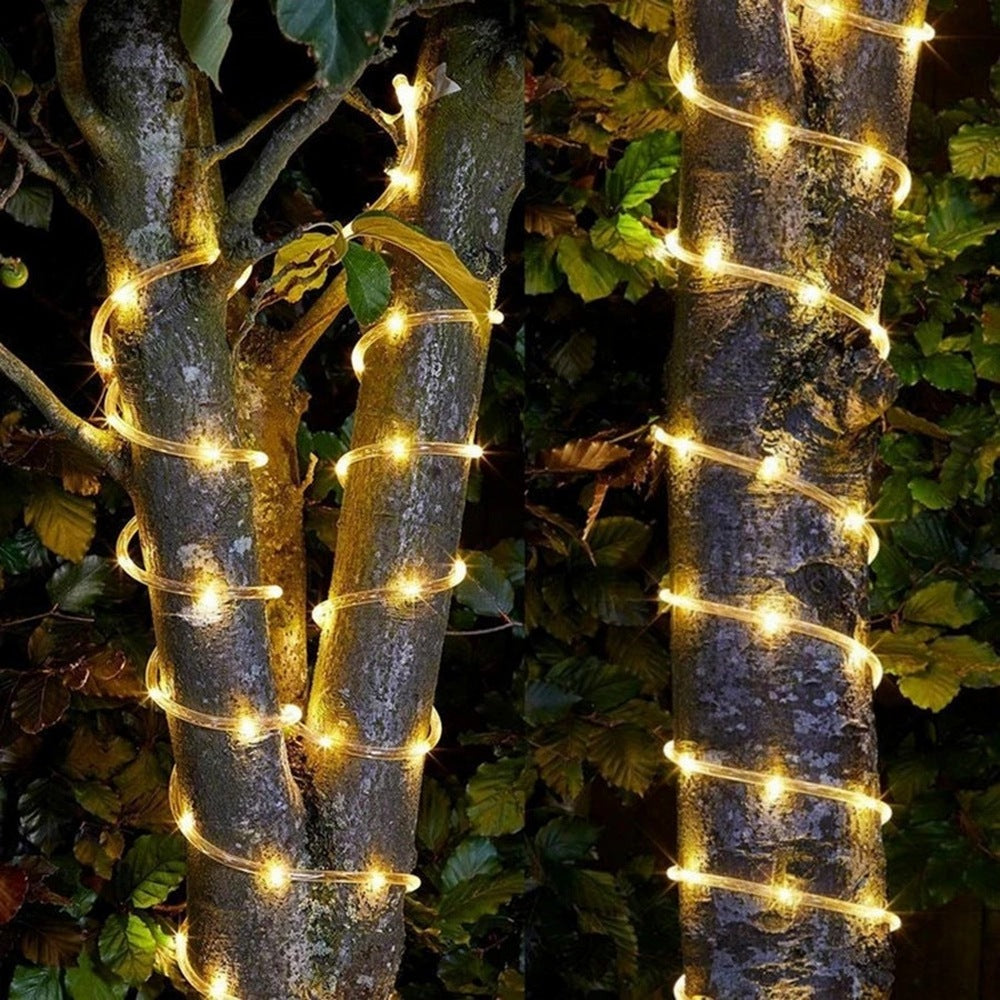 Warm White 12 Meter 100LED Christmas Solar Power LED Solar Powered Rope Tube String Light