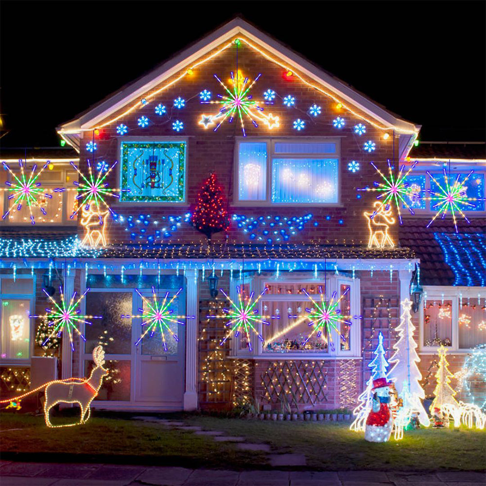 2 X Multicolour Remote Battery Firework Meteor Light Christmas Starburst Lamp