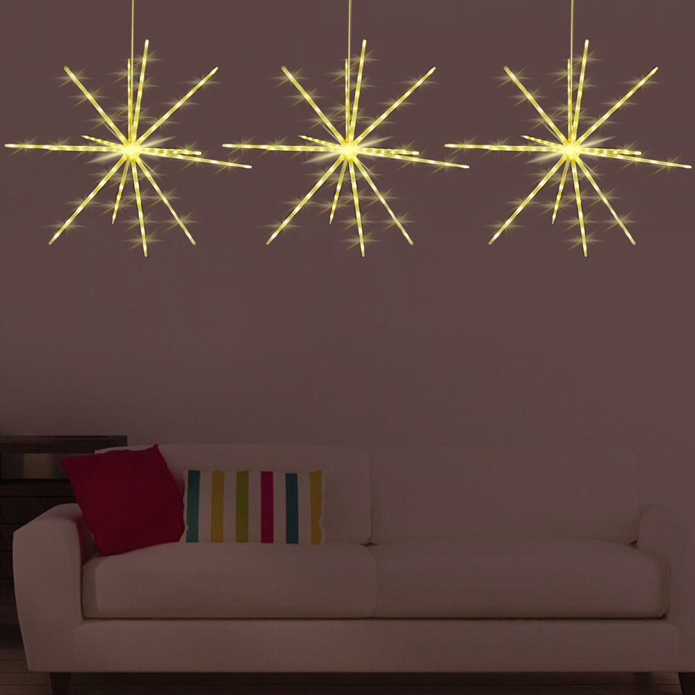 2 X Warm White Remote Battery Firework Meteor Light Christmas Starburst Lamp