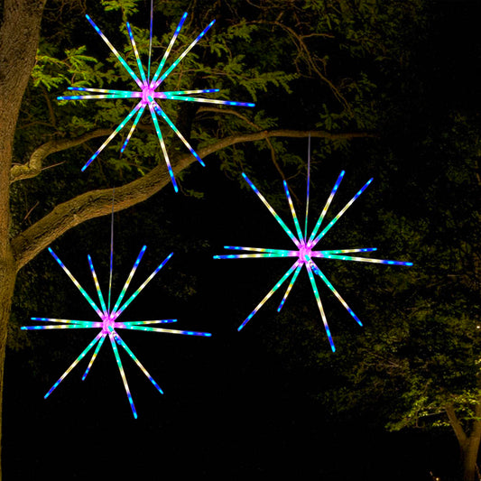 2 X Multicolour Remote Battery Firework Meteor Light Christmas Starburst Lamp