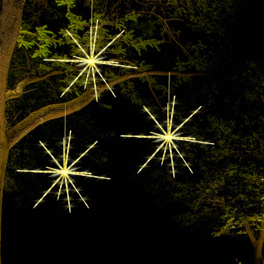 2 X Warm White Remote Battery Firework Meteor Light Christmas Starburst Lamp