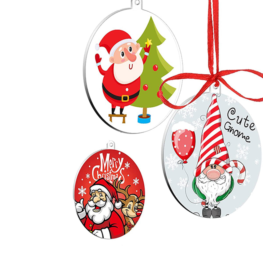 30Pcs Round Shape DIY Clear Acrylic Boards Christmas Keychains Xmas Signs Display