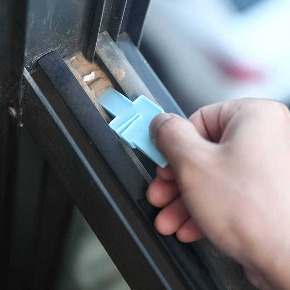 2 X Blue Pink 3 In 1 Window Groove Gap Cleaning Brush with 12 Cleaning Cloth