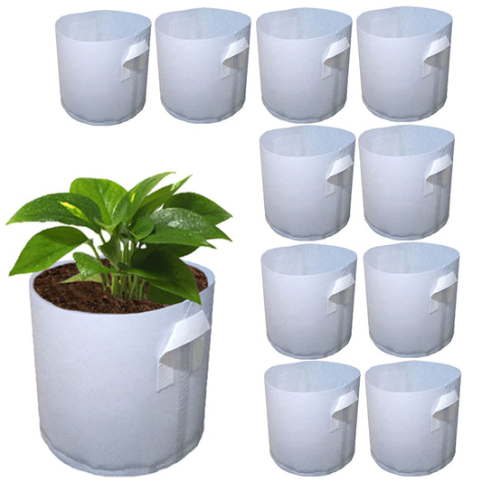 10Pcs L Biodegradable Non-woven Fabric Plants Nursery Grow Bags Seedling Pots with Handle