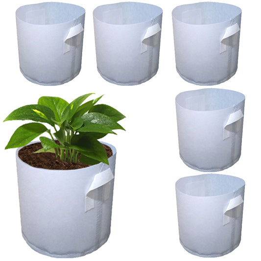 5Pcs M Biodegradable Non-woven Fabric Plants Nursery Grow Bags Seedling Pots with Handle