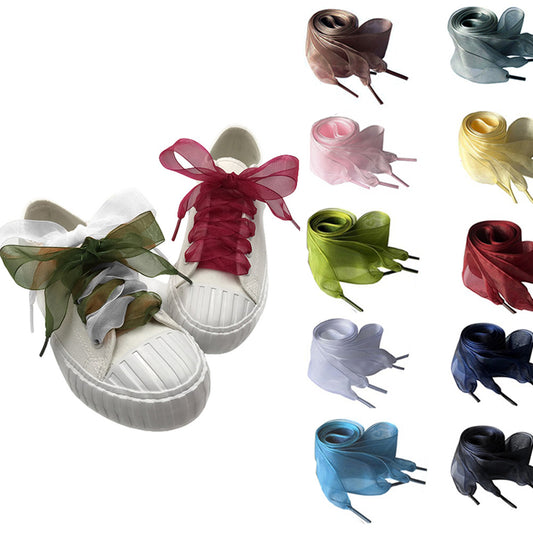10 Pairs of Ribbon Shoelaces in 4CM Width 130CM Length