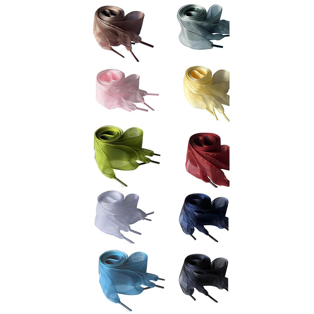 10 Pairs of Ribbon Shoelaces in 4CM Width 130CM Length