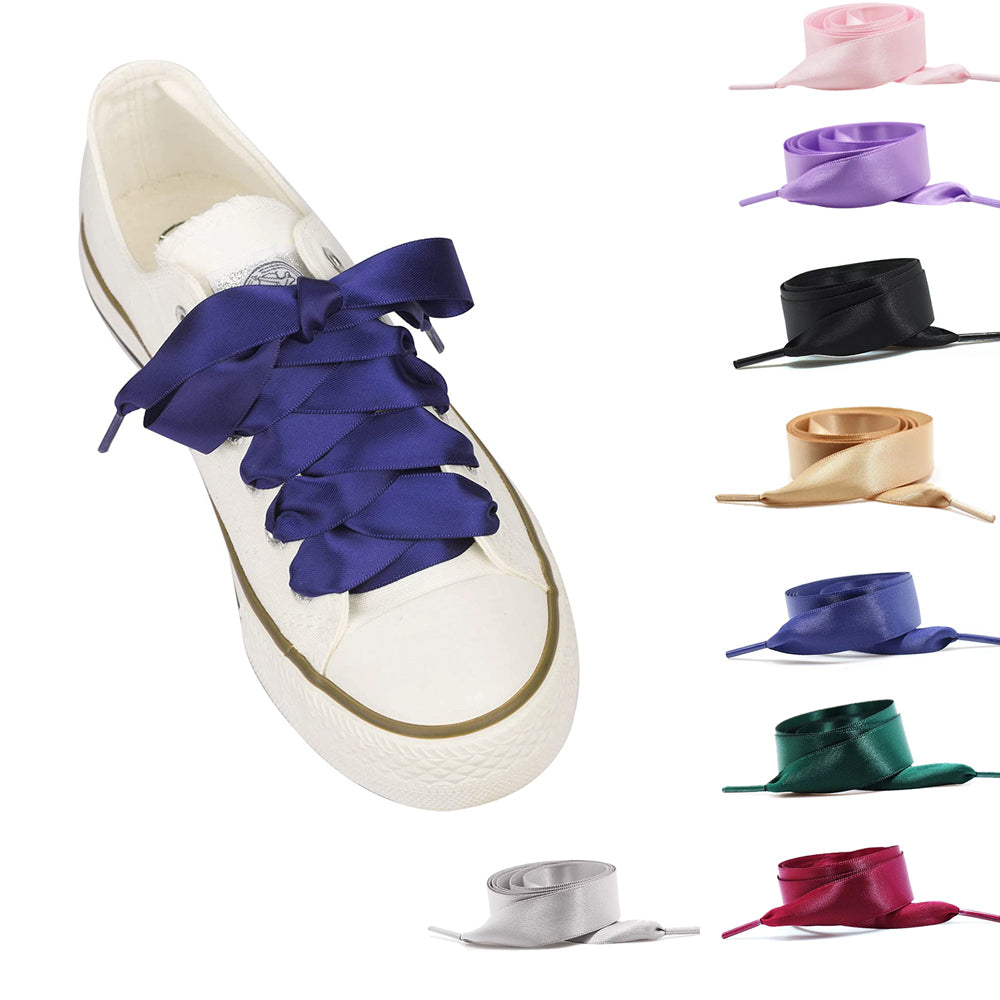 10 Pairs of Satin Ribbon Shoelaces in 1CM Width 130CM Length