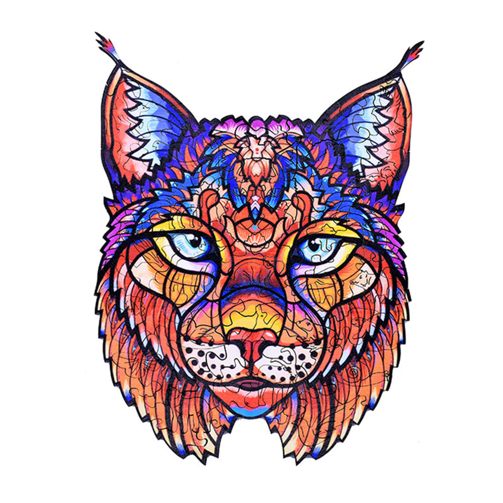 Lynx Animal Shape Wooden Jigsaw Puzzles Christmas Toy Home Decor