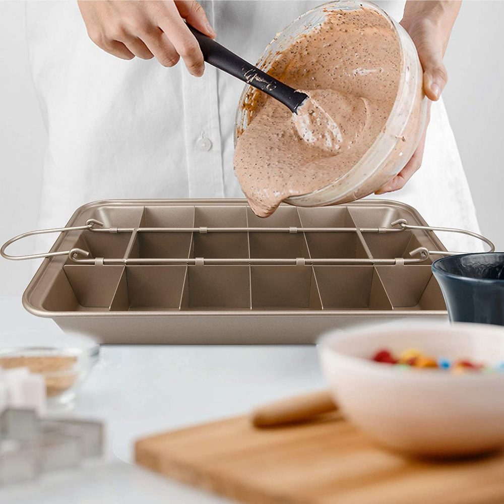 Brownie Pan Carbon Steel Brownie Baking Tray with Removable Divider