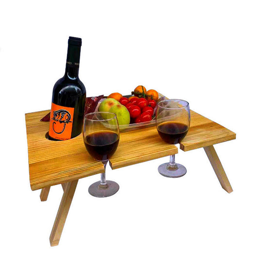 Medium Portable Wooden Folding Square Picnic Table Outdoor Mini Wine Rac