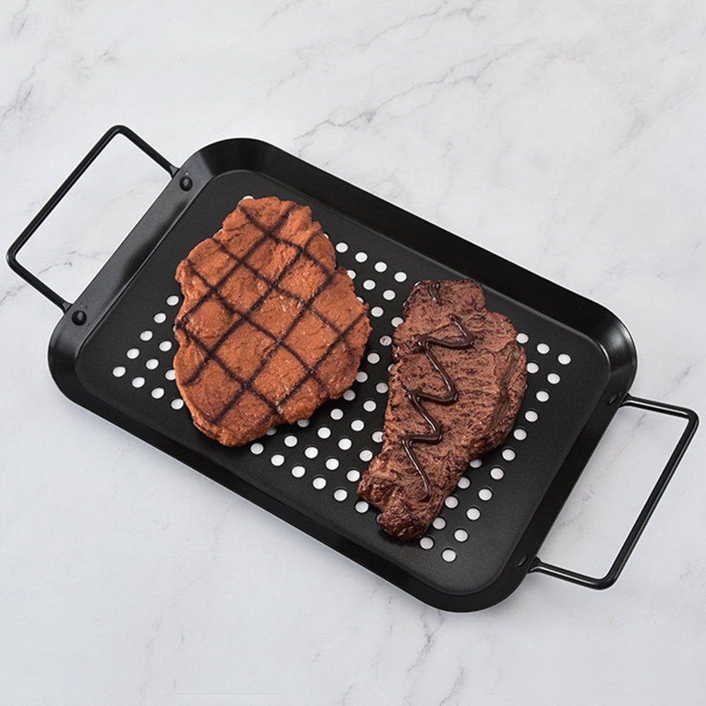 Style 2 Non Stick Perforated Grill Basket with Handle BBQ Wok Food Holder