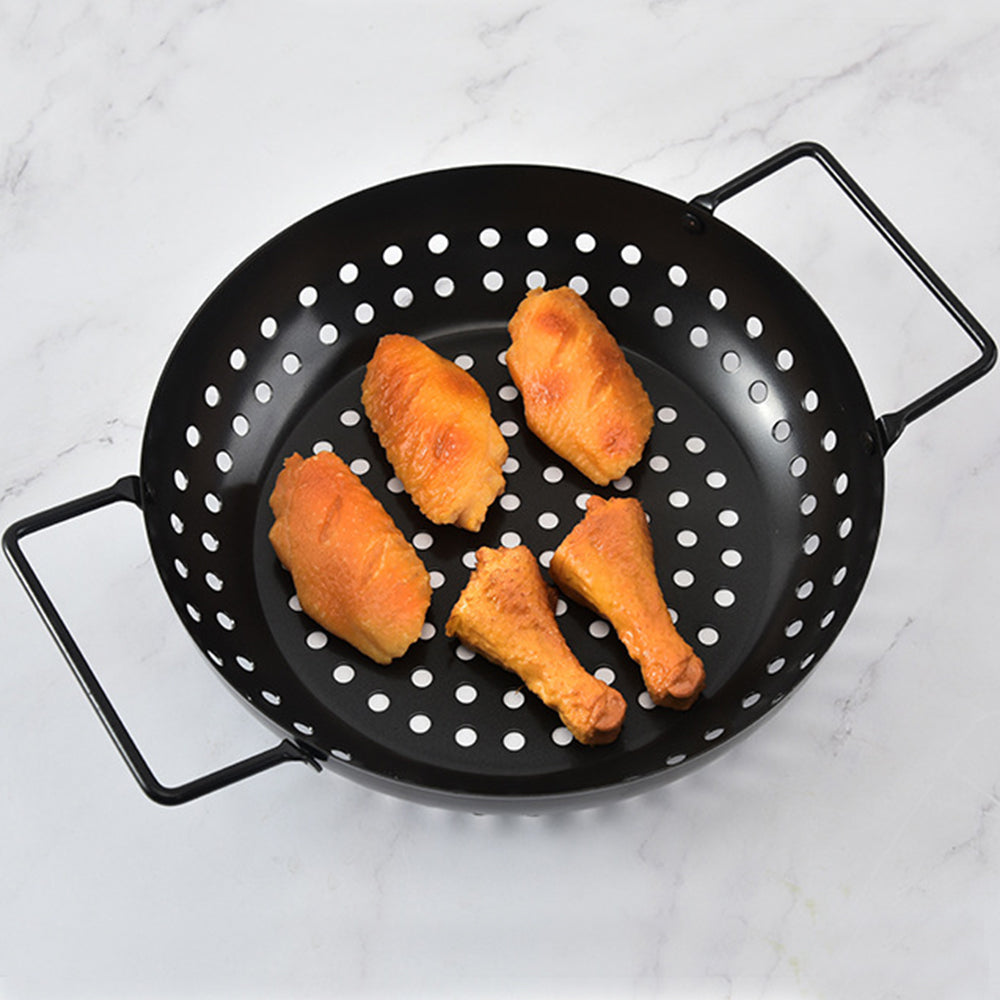 Style 3 Non Stick Perforated Grill Basket with Handle BBQ Wok Food Holder