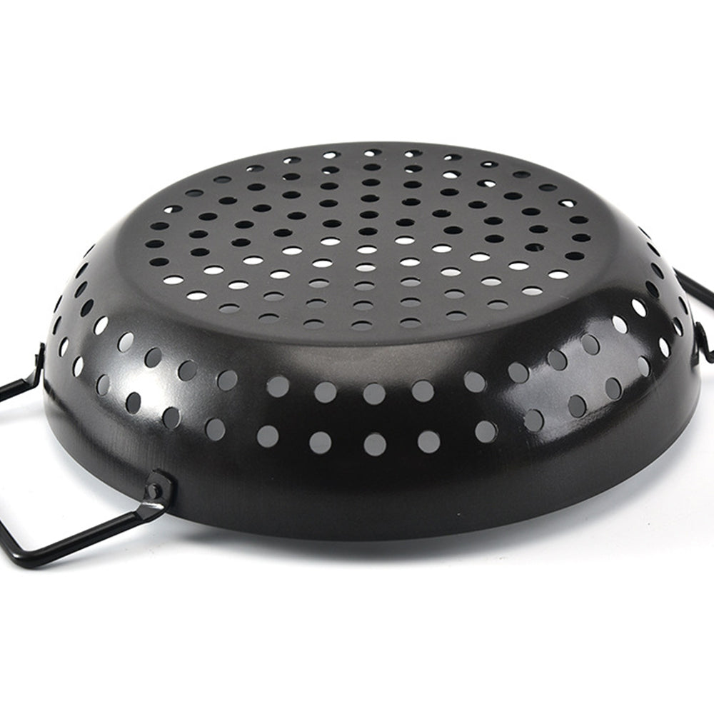 2 X Style 3 Non Stick Perforated Grill Basket with Handle BBQ Wok Food Holder