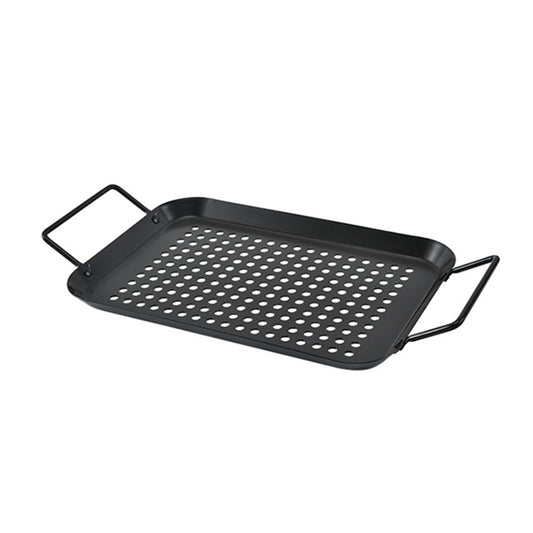 2 X Style 2 Non Stick Perforated Grill Basket with Handle BBQ Wok Food Holder