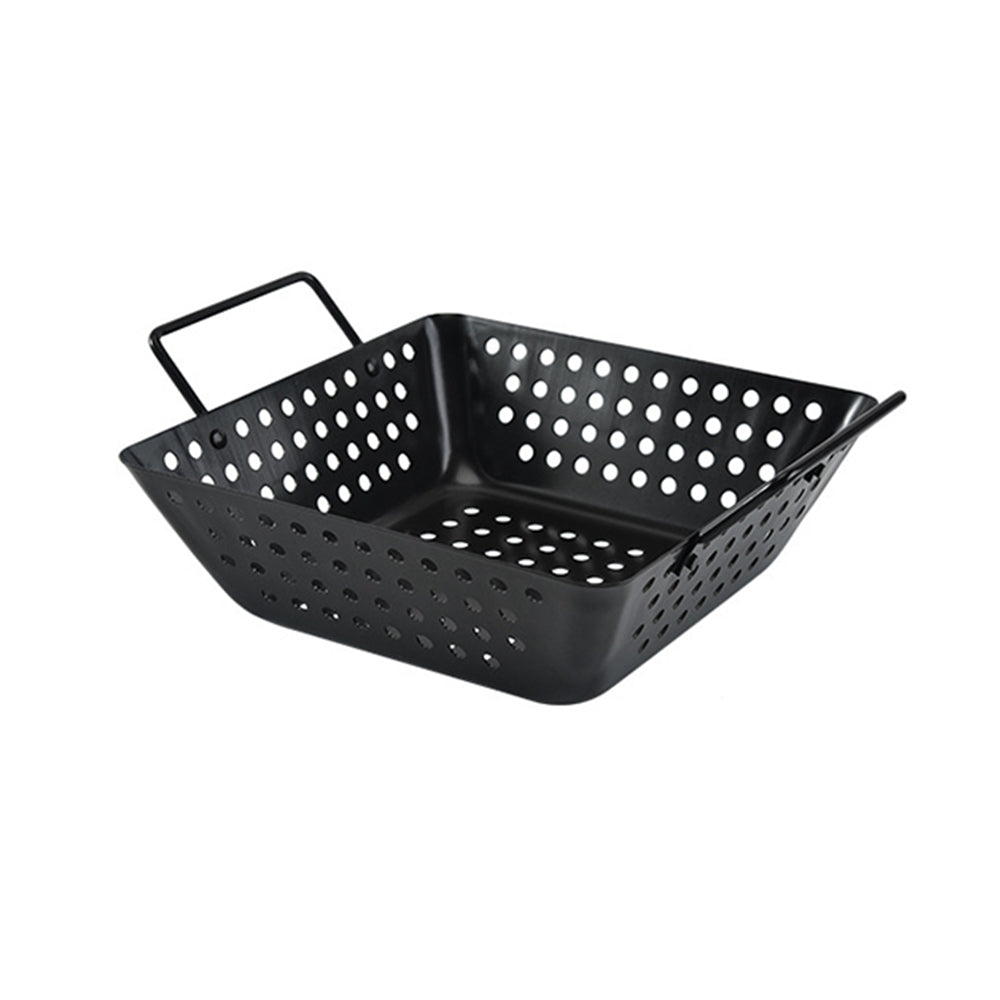 2 X Style 1 3 Non Stick Perforated Grill Basket with Handle BBQ Wok Food Holder