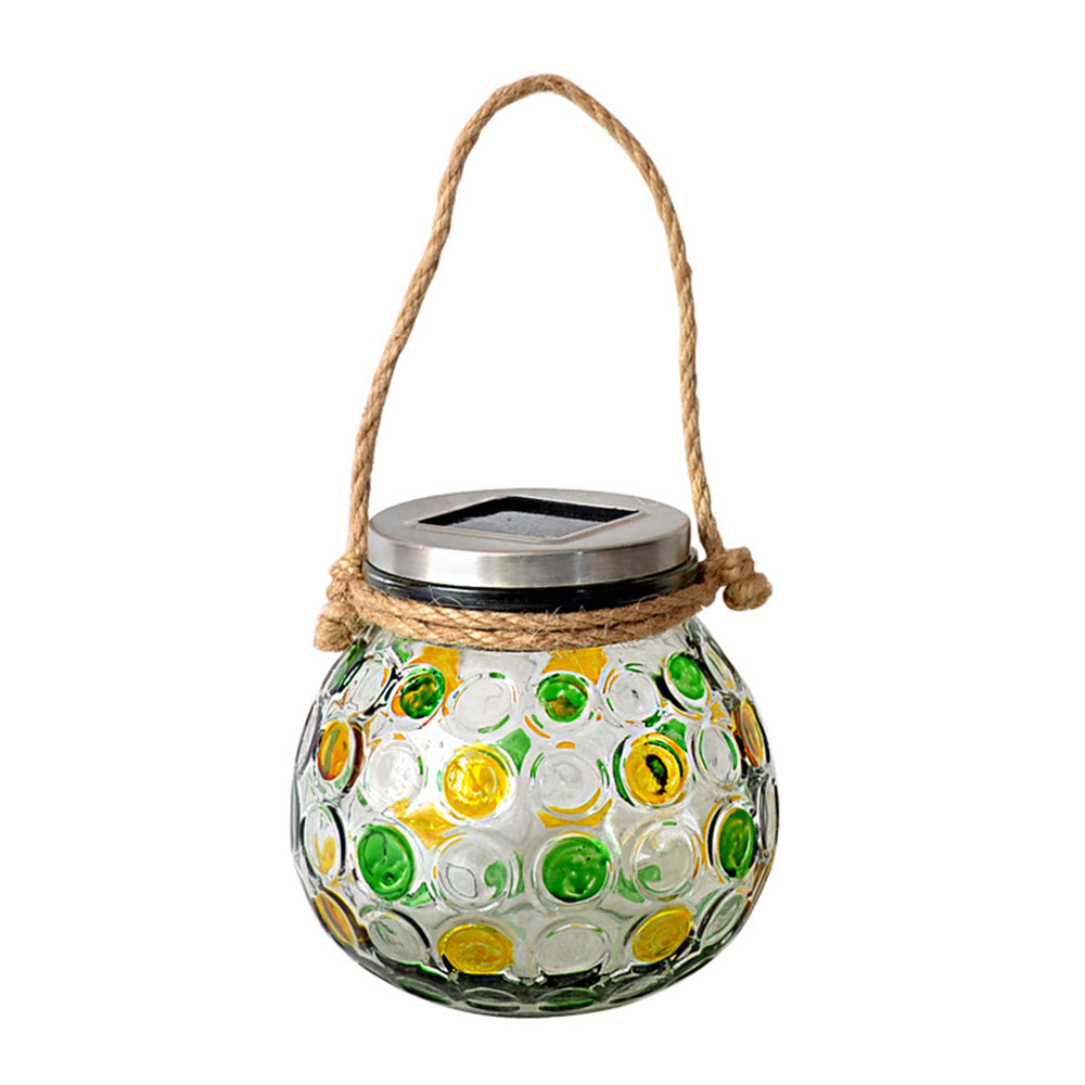 4 X Green Solar Stained Glass Mason Jar Lights Warm White Night Light