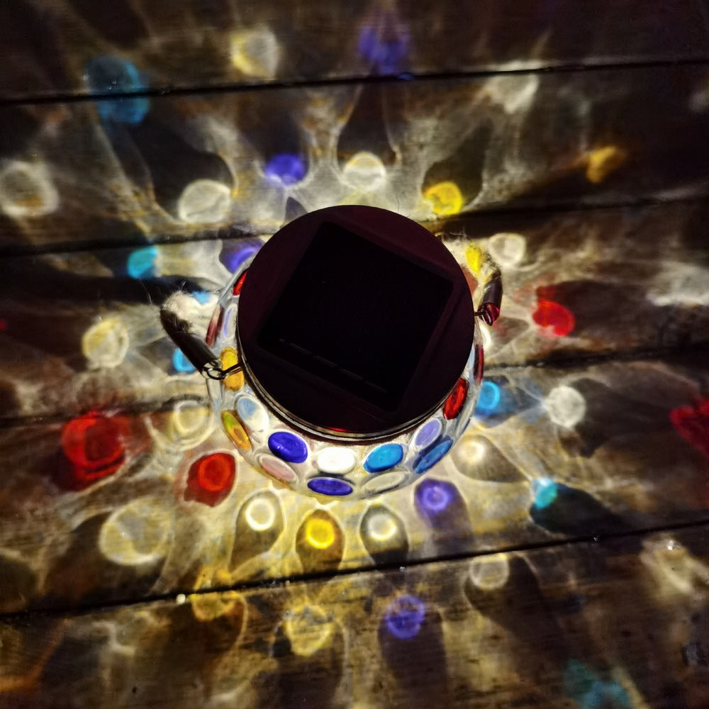 4 X Blue Solar Stained Glass Mason Jar Lights Warm White Night Light