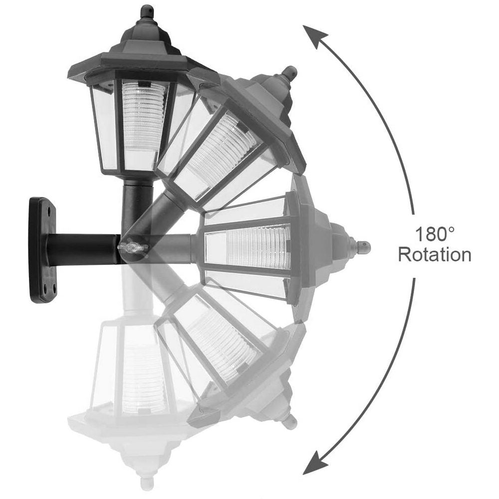 2 X White Solar Wall Lamp Outdoor Garden Decor