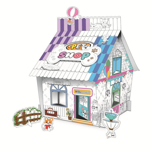 Kids Pet Shop DIY Doodle Cardboard Houses Art Craft Set