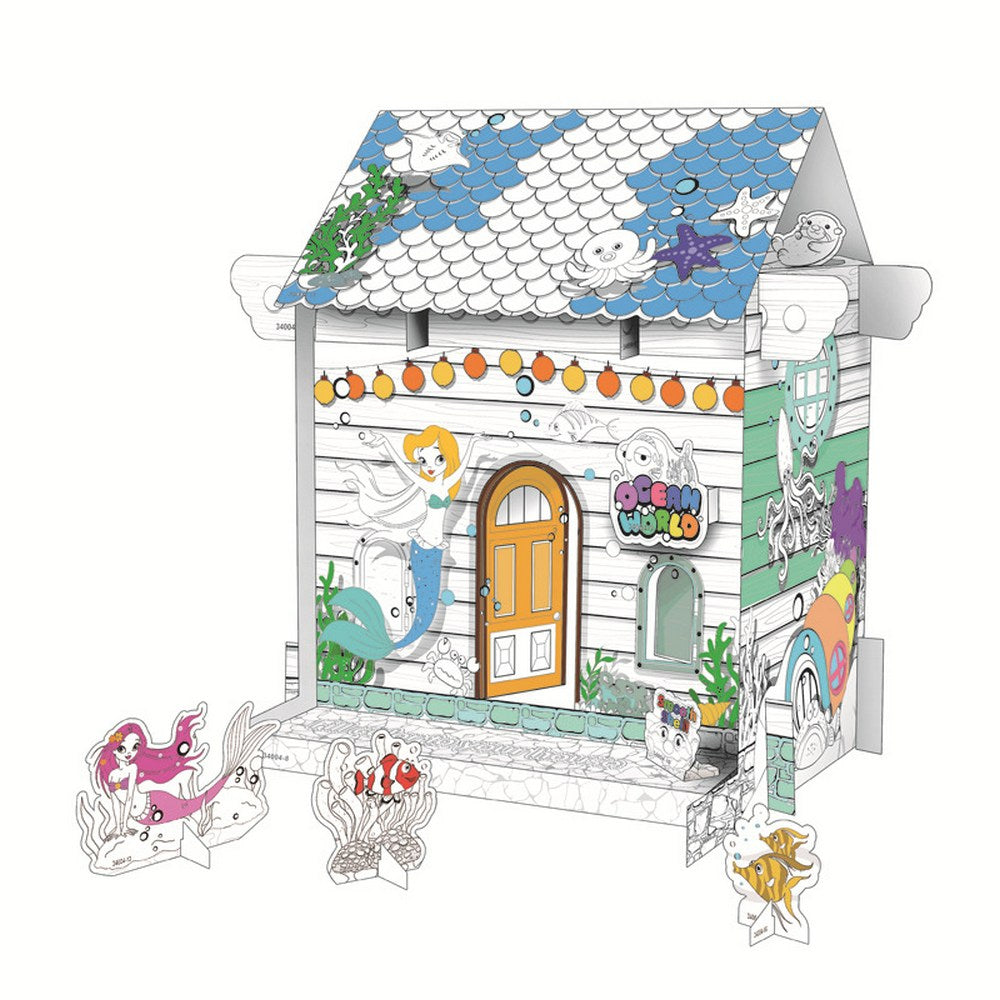 Kids Underwater World DIY Doodle Cardboard Houses Art Craft Set