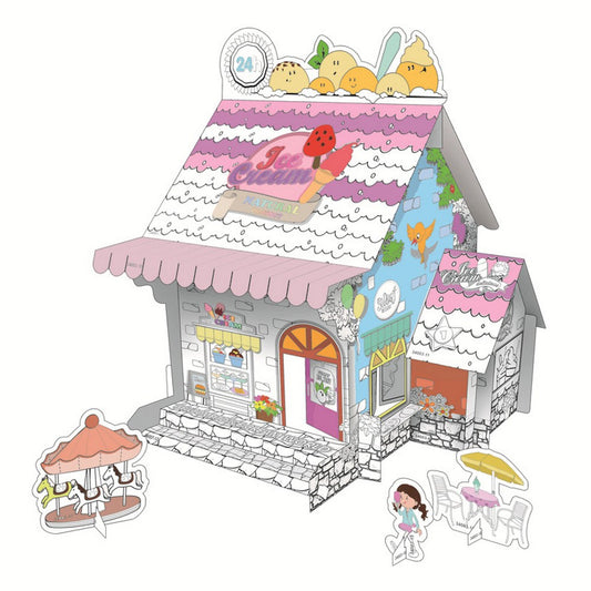 Kids Ice Cream Shop DIY Doodle Cardboard Houses Art Craft Set