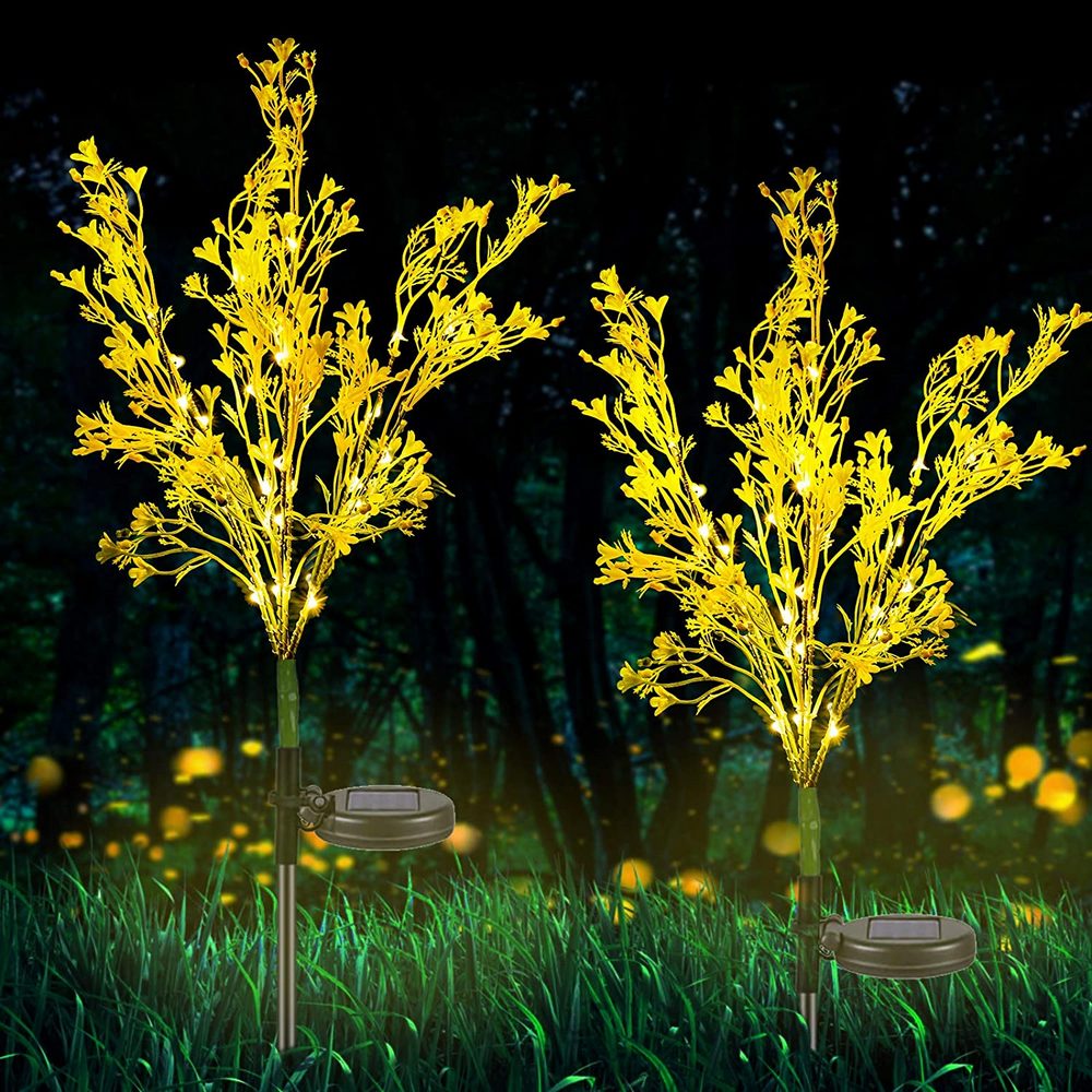 2 X Aritificial Solar Canola Flowers Lights Patio Walkway Lamp Garden Decor