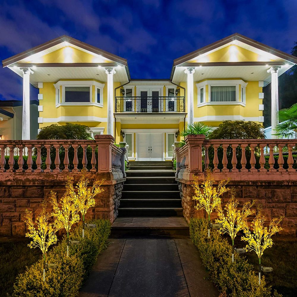 4 X Aritificial Solar Canola Flowers Lights Patio Walkway Lamp Garden Decor