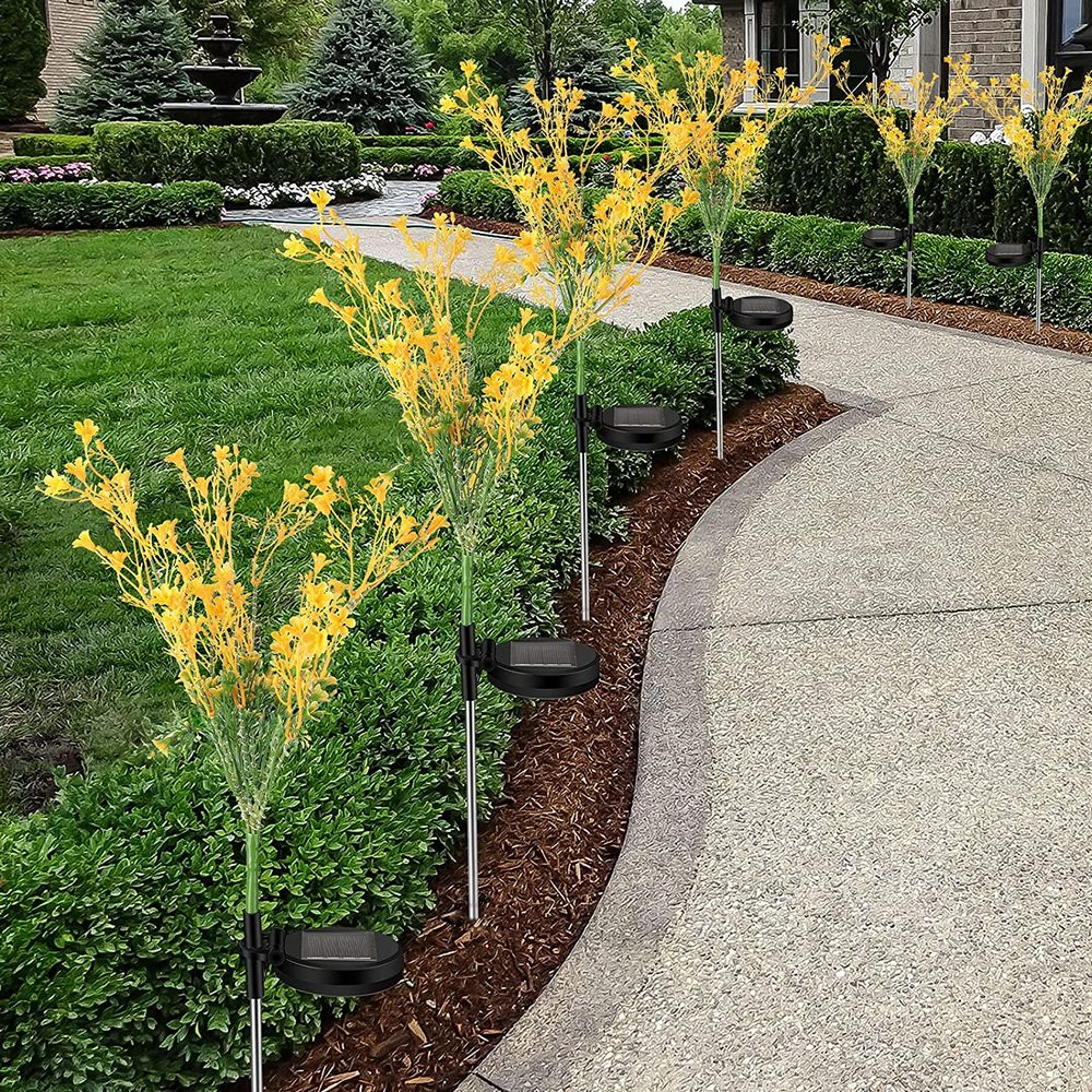 2 X Aritificial Solar Canola Flowers Lights Patio Walkway Lamp Garden Decor