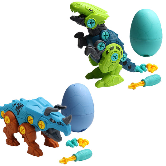 2 X Kids DIY Triceratops Raptor Dinosaur Toys Educational Assemble Toys
