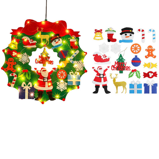 DIY Felt Christmas Wreath Wall Hanging Decor WITH Light