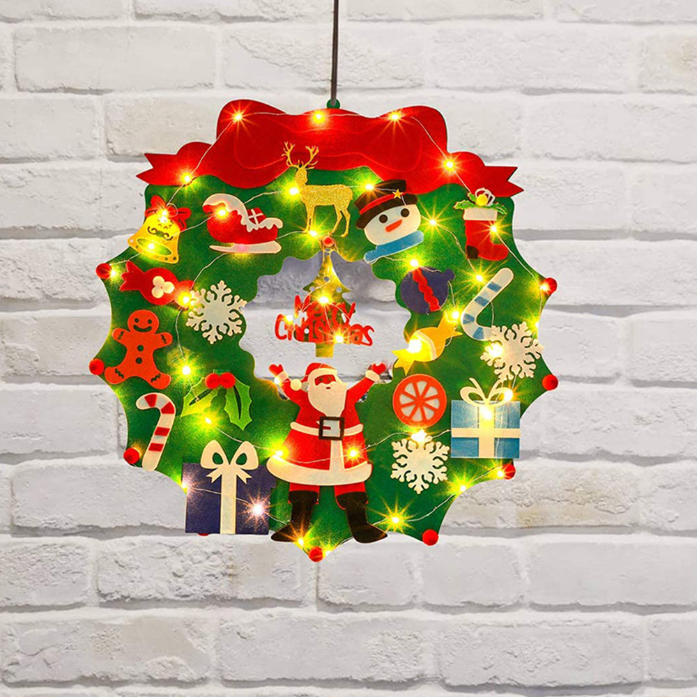 DIY Felt Christmas Wreath Wall Hanging Decor WITH Light