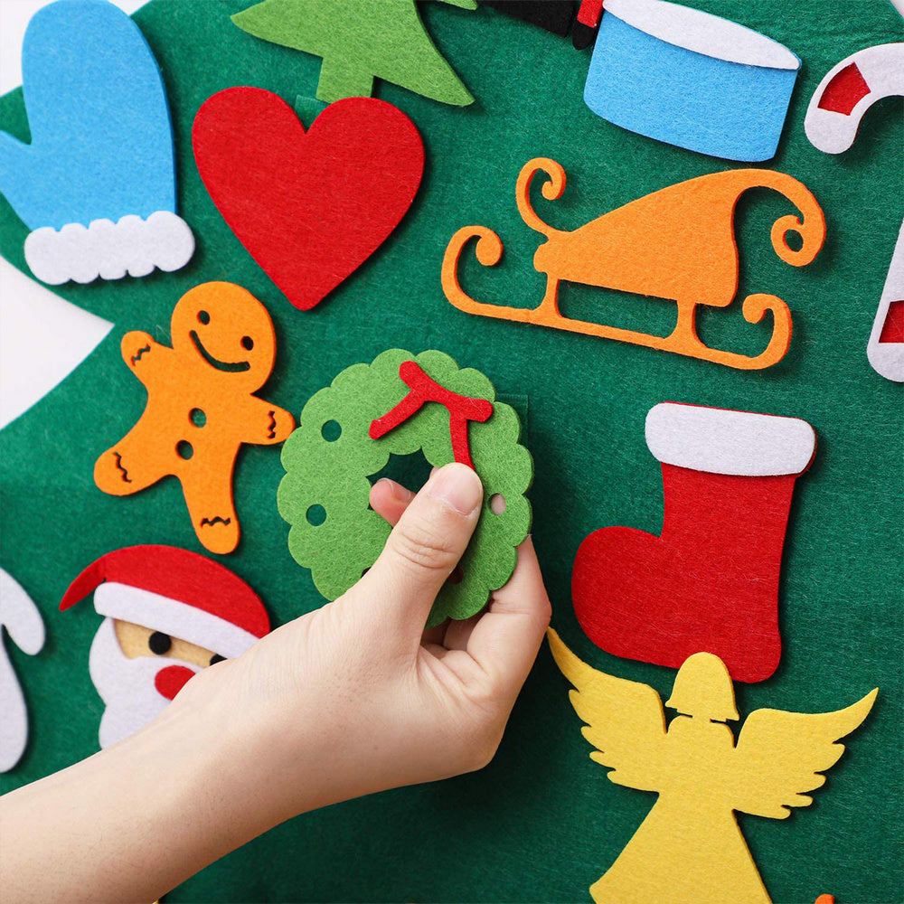 24Pockets DIY Felt Christmas Tree Advent Countdown Calendar Wall Hanging Decor