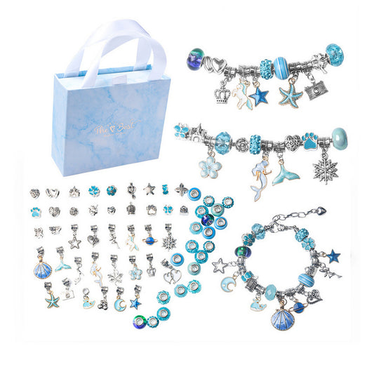 Blue 63Pcs DIY Bracelet Making Kit Pendant Bracelet Ornaments