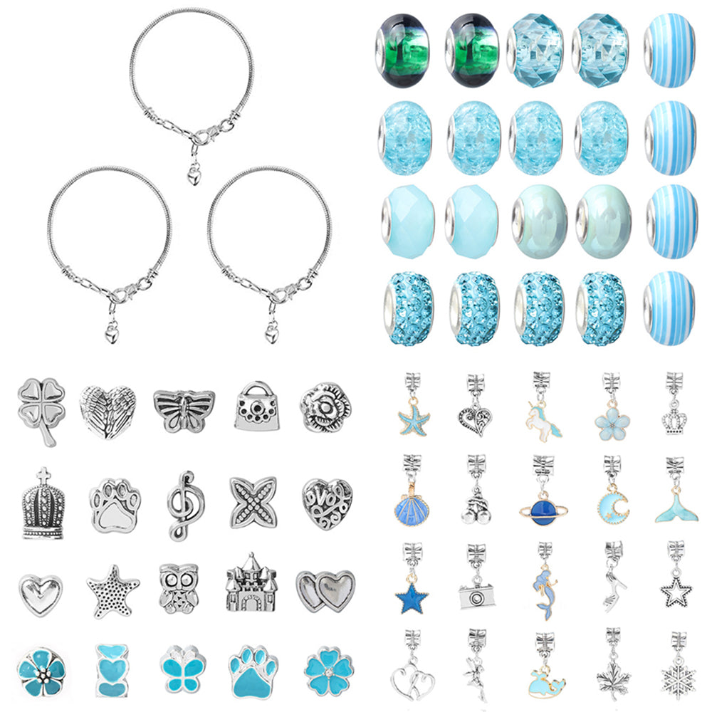 Blue 63Pcs DIY Bracelet Making Kit Pendant Bracelet Ornaments