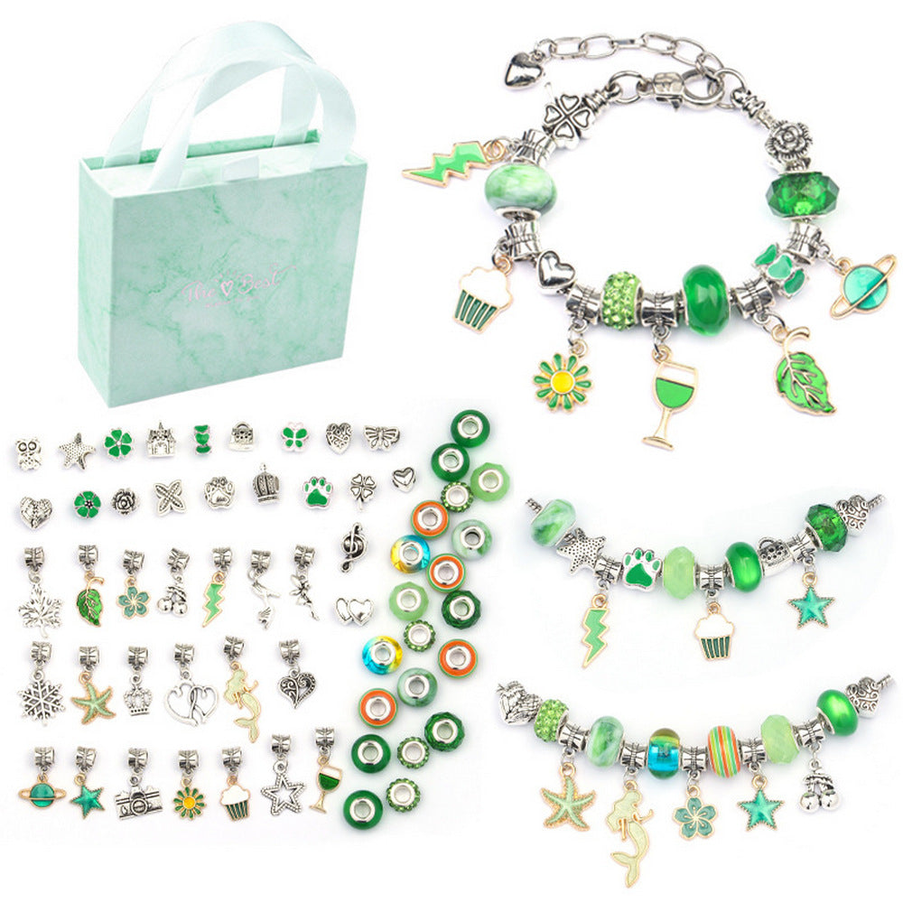 Green 63Pcs DIY Bracelet Making Kit Pendant Bracelet Ornaments