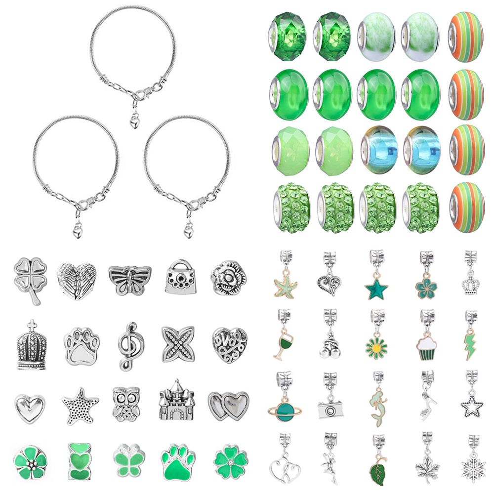 Green 63Pcs DIY Bracelet Making Kit Pendant Bracelet Ornaments