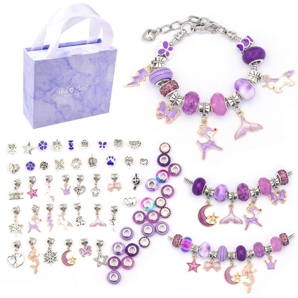 Purple 63Pcs DIY Bracelet Making Kit Pendant Bracelet Ornaments