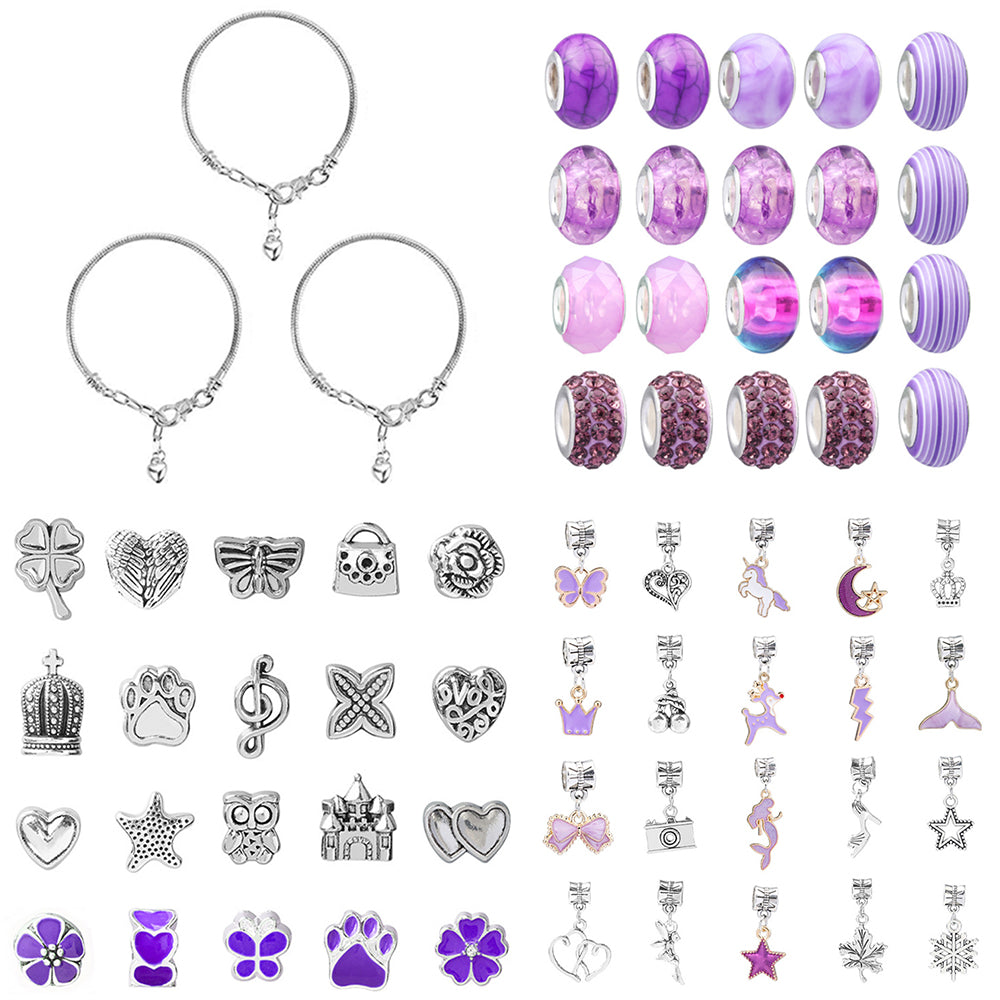 Purple 63Pcs DIY Bracelet Making Kit Pendant Bracelet Ornaments