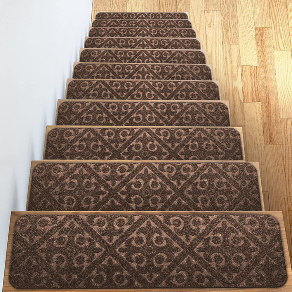 2Pcs Brown Stair Mats Cling Non Slip Carpet Stair Treads