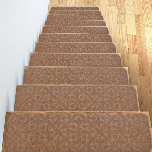 6Pcs Khaki Stair Mats Cling Non Slip Carpet Stair Treads