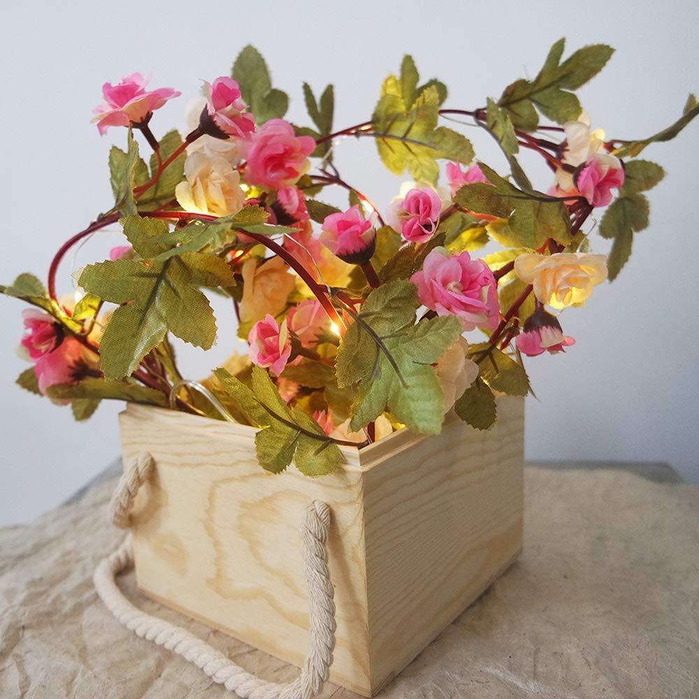 50LEDs Light Pink Artificial Small Rose Flower Vine Fairy String Light